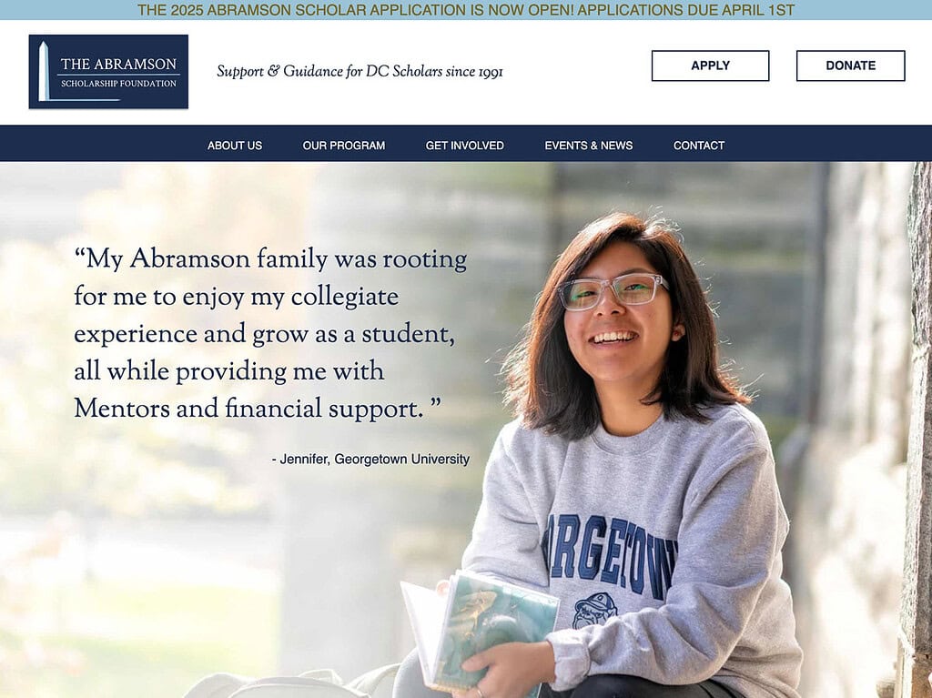 Abramson Scholarship Nonprofit Website Screenshot