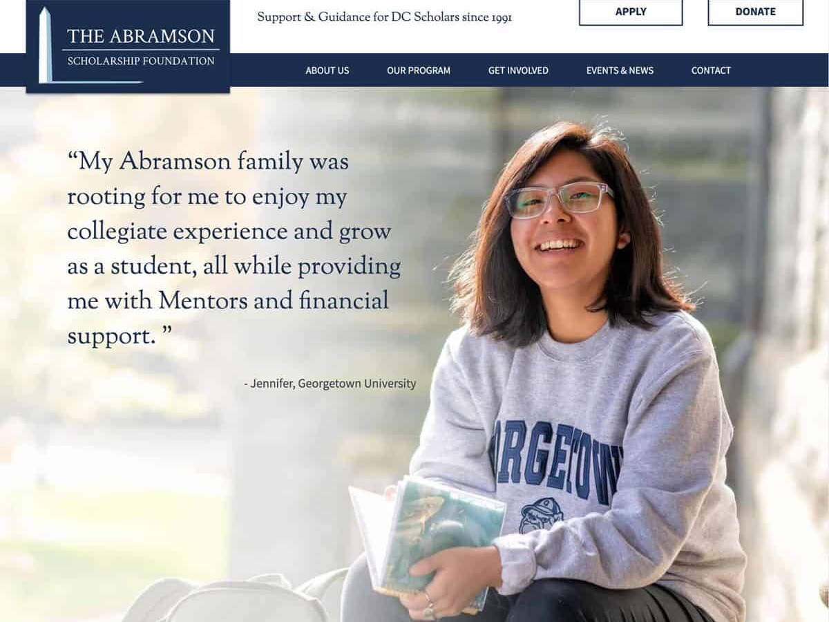 Abramson Scholarship Nonprofit Website Screenshot