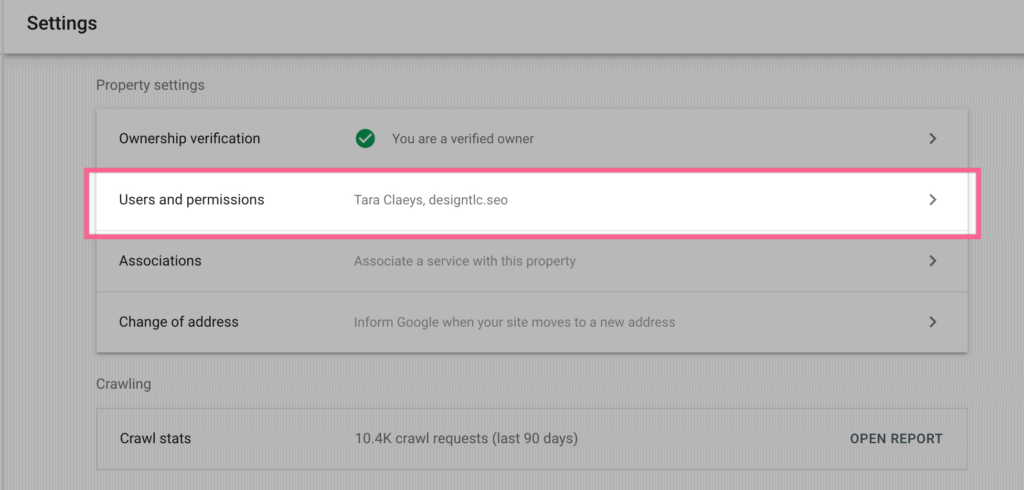 Google Search Console Users