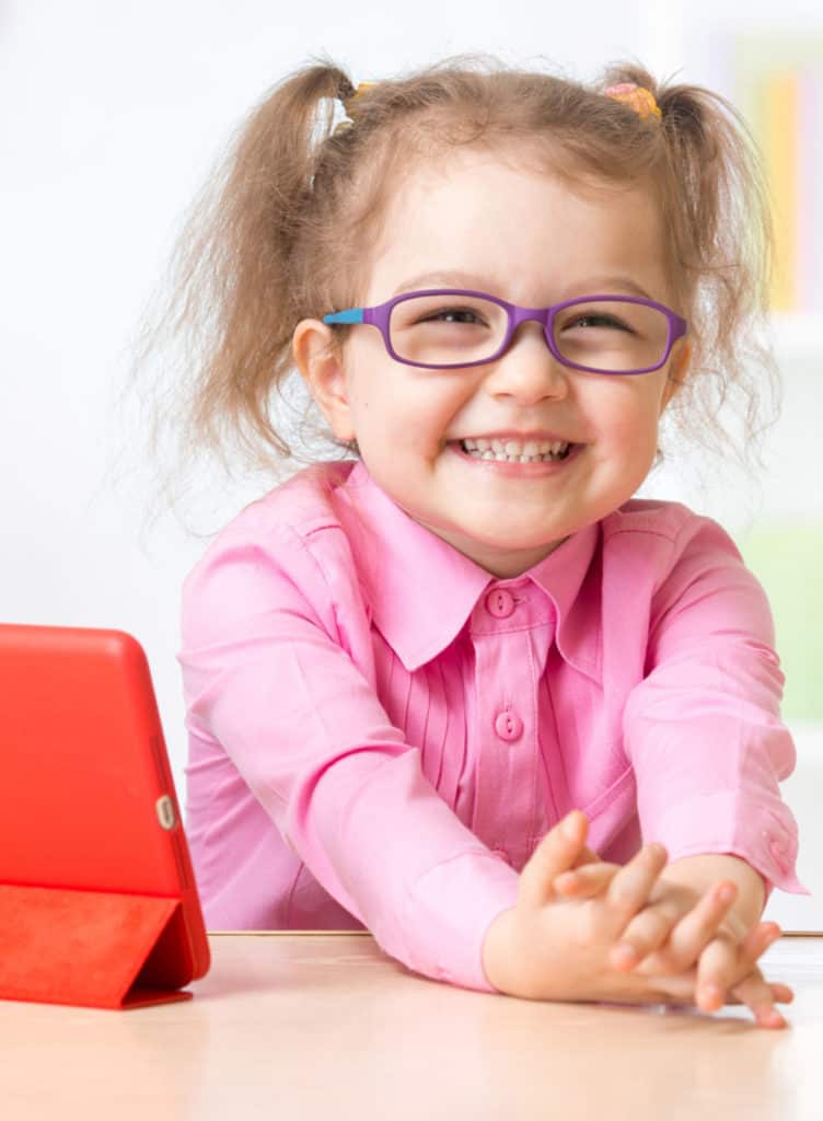Girl with glasses on a school website