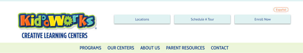 KidWorks School Website Navigation