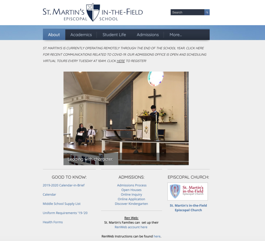 former Weebly website for St. Martin's School