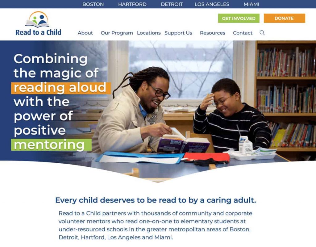 Read To A Child Nonprofit Website