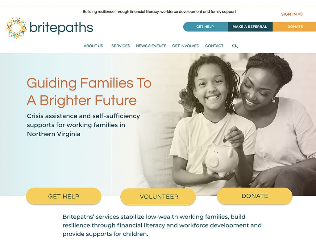 Britepaths Nonprofit website design by Design TLC