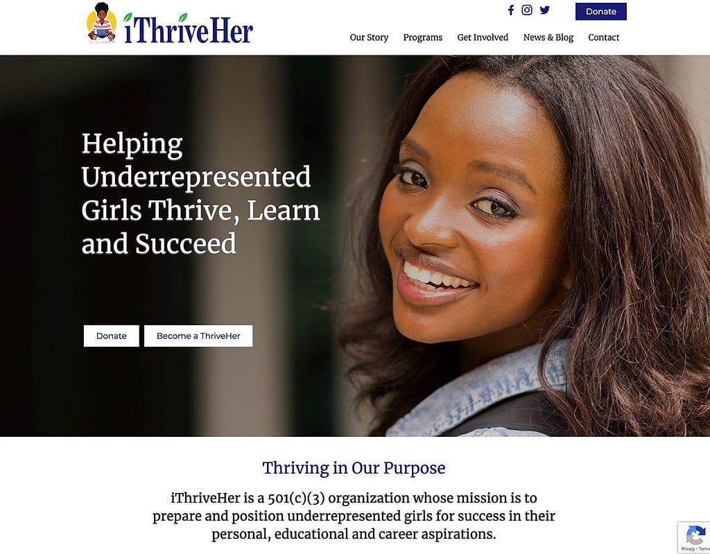 iThriveHer Nonprofit website