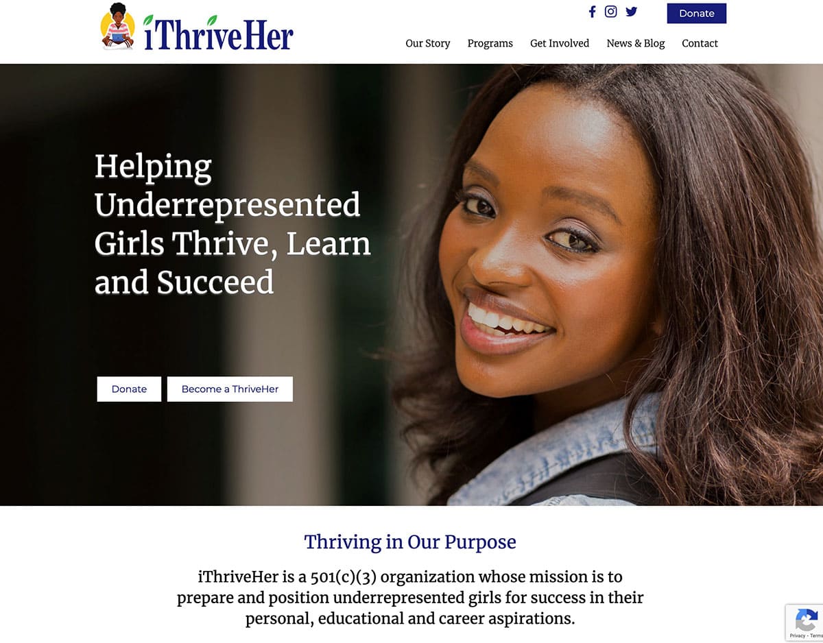 iThriveHer Nonprofit website