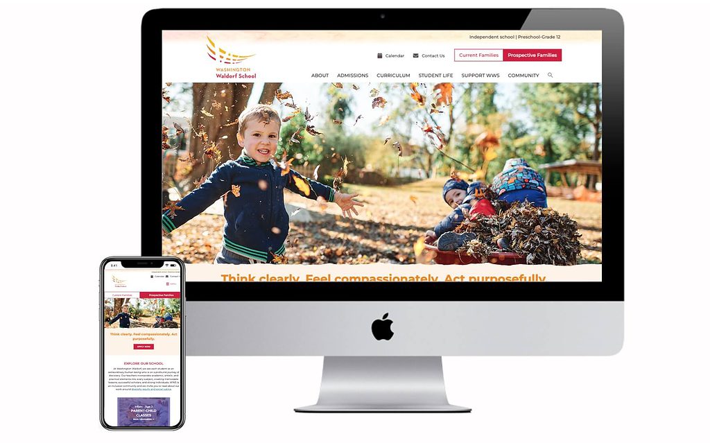 New school website design for Washington Waldorf School