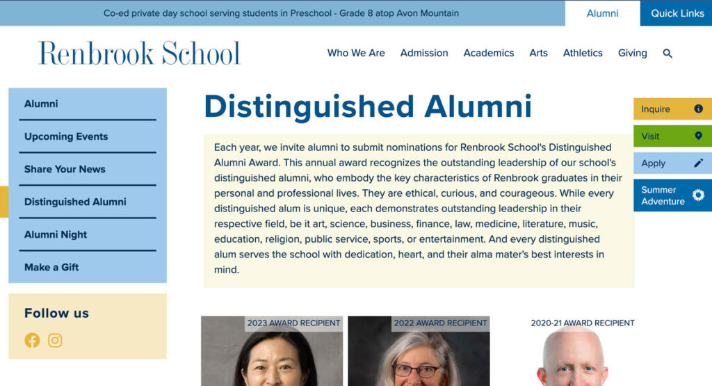 Renbrook School's Distinguished Alumni