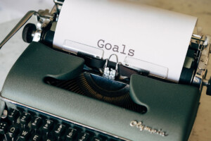 typewriter with the word goals on a piece of paper