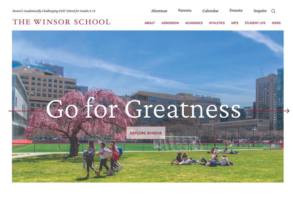 Winsor-Cover new website for The Winsor School, a private school in Boston