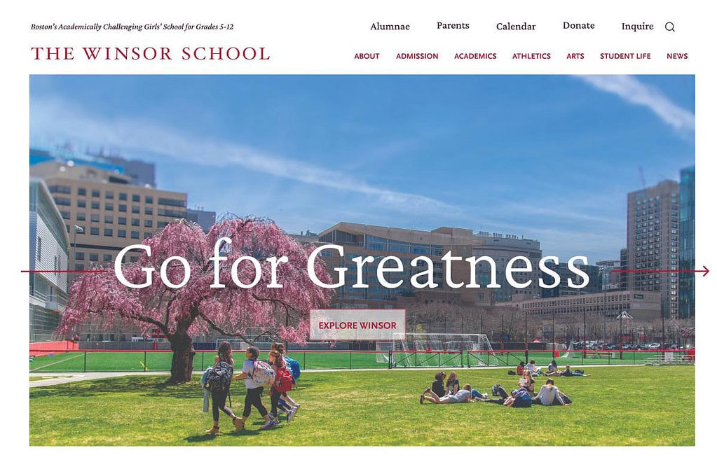 new website for The Winsor School, a private school in Boston