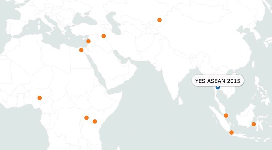 Screenshot of a map from American Voices which shows the selection of YES Academies