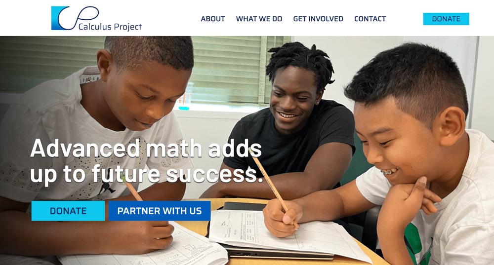 Screenshot of home page for The Calculus Project