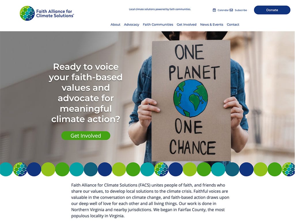 Faith Alliance for Climate Action website home page