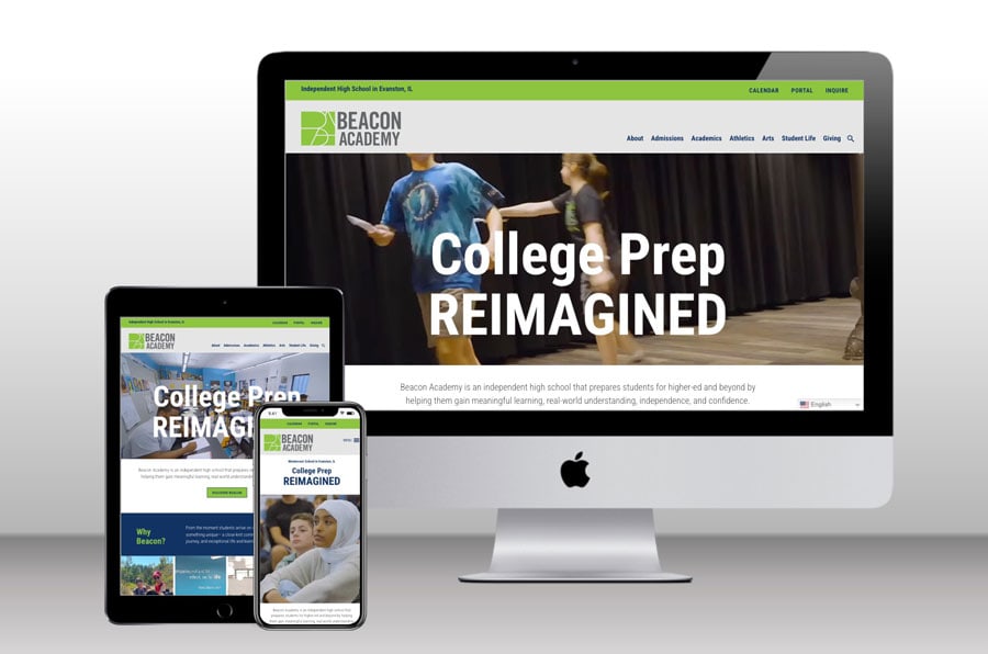 Mockup of Beacon Academy website on several devices