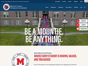 Homepage Screenshot of Mount Saint Charles Academy website