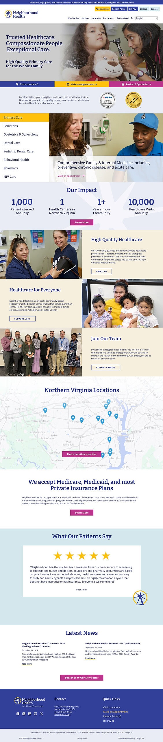 New Neighborhood Health Website Screenshot