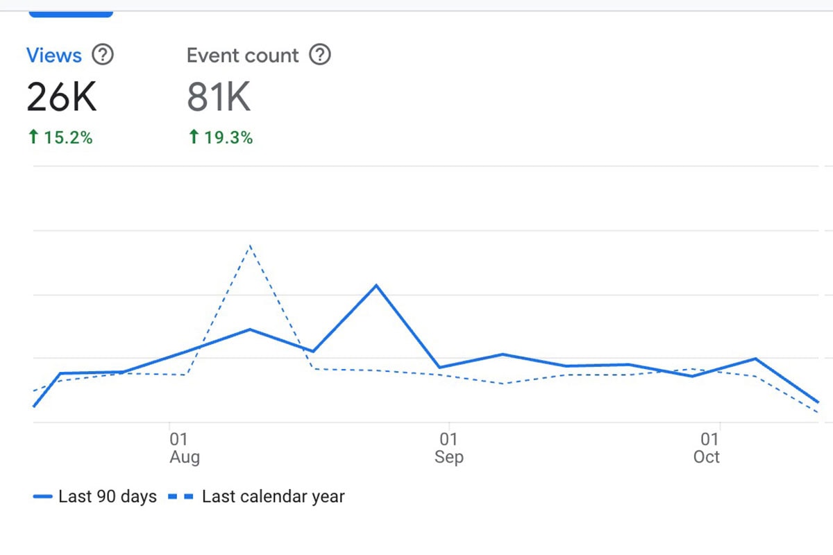 Google Analytics results