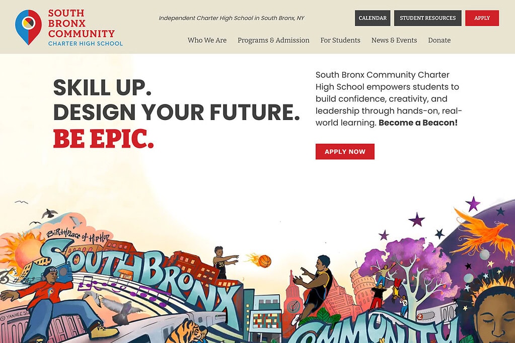 New home page for South Bronx Community Charter High School