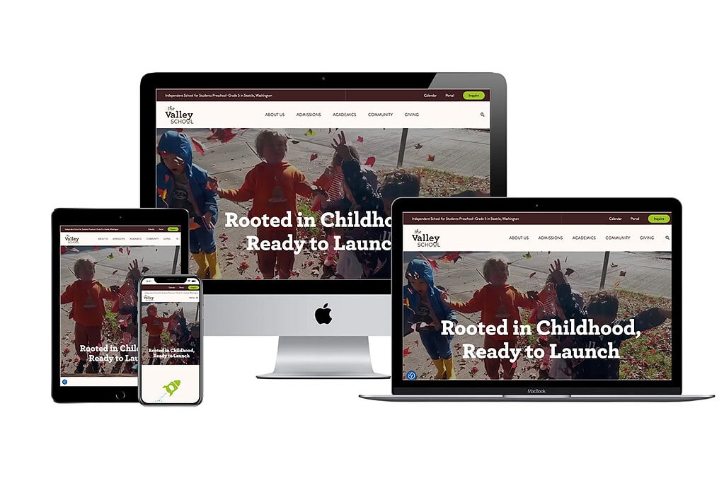 Devices mockup of The Valley School website