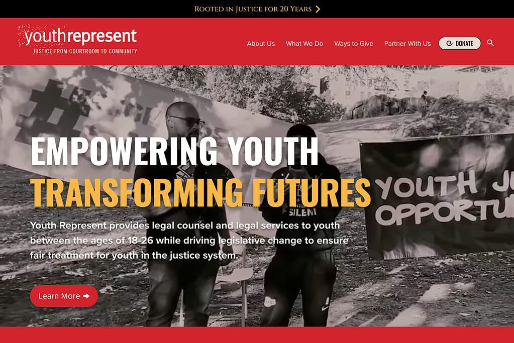 Youth Represent new site screenshot