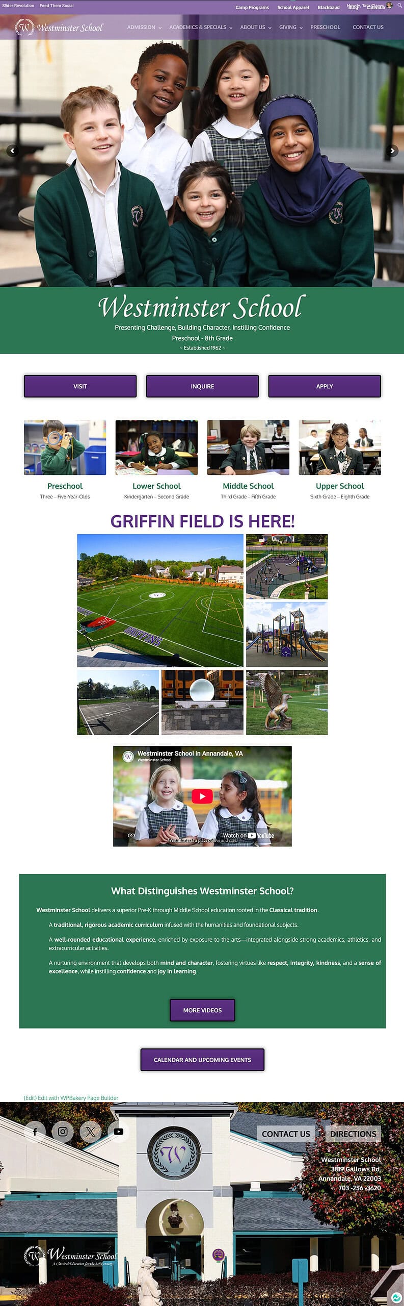 old Westminster School Website Screenshot
